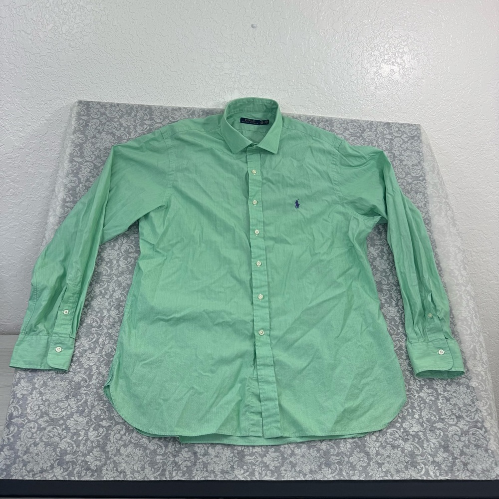 Ralph Lauren Polo Men’s Light Green Men's Casual Shirt Size 17/34 Custom Fit